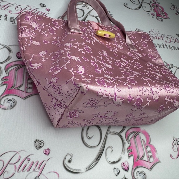 Bag Chinese style Asia pink shiny metallic bamboo button closure Japanese purse - Picture 3 of 8